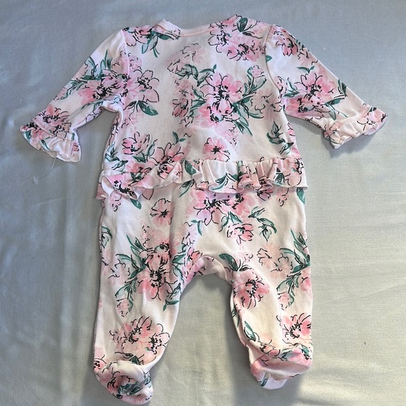 Little Me - NWOT - Dream Floral Pink and Green Footie One Piece Sleeper - Picture 5 of 5